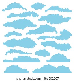 Set of fluffy clouds for design and layouts. Vector illustration