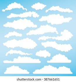 Set of fluffy clouds for design and layouts. Vector illustration
