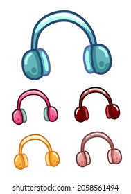 set of Fluffy Fur of winter Ear Muffs or stylish headphone for listening music cartoon doodle vector illustration