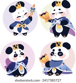 Setzen Sie Fluffy Panda Zeichen tragen Hanfu