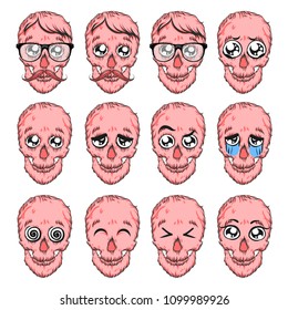 Set of fluffy skulls. Very cute.