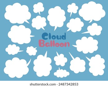 A set of fluffy white pop speech bubbles that look like clouds