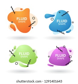 Set of fluid abstract banner. Geometric shape gradient composition.