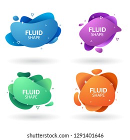 Set of fluid abstract banner. Geometric shape gradient composition.
