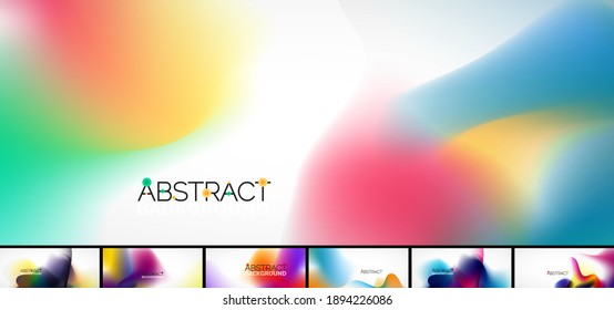 Conjunto de fondos abstractos de color fluido. Azul, rosa y otros colores. Ilustraciones vectoriales para carteles, folletos, carteles, carteles y portadas
