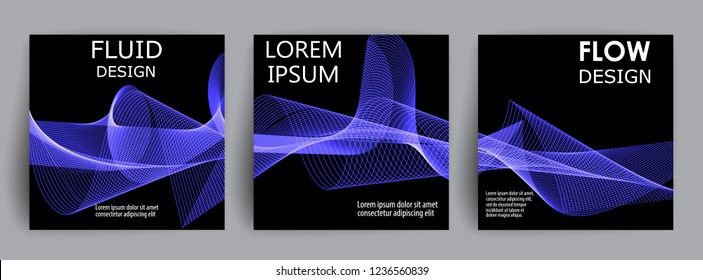 Set of Fluid colorful shapes. Smoke wave. Liquid wave background. Abstract 3d fluid colors. Flow design.
