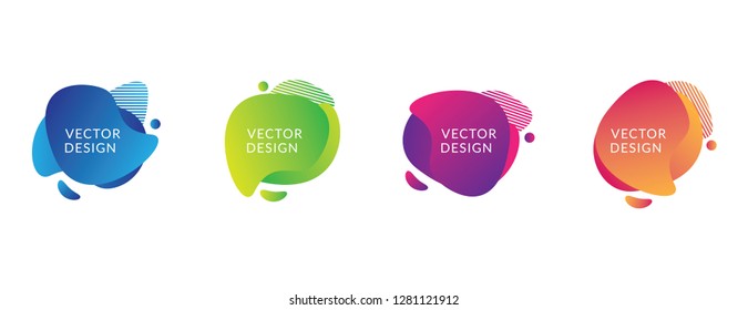 Set of fluid flow colorfull template with gradient blue, green, purple and orange for banner, poster, business card and flyer, vector design illustration