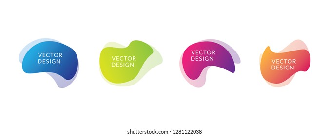 Set of fluid flow colorfull template with gradient blue, green, purple and orange for banner, poster, business card and flyer, vector design illustration