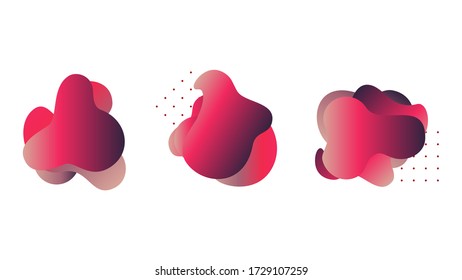 Set of fluid gradient vector shapes. Design with red colors