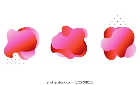 Set of fluid gradient vector shapes. Design with pink, red colors
