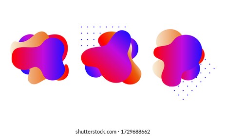 Set of fluid gradient vector shapes. Design with neon colors