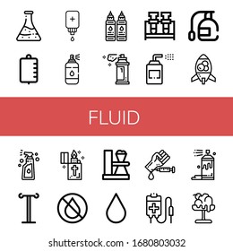 Conjunto de iconos de aceite. Tales como Matraz, Bolsa Iv, Perforación salina intravenosa, Pulverización, Tinta, Pulverización, Lava Lava Lámpara, Tapa Iv, Luminoso, Tubo de prueba, Lámina de sangre, Prueba de sangre, Bolsa de sangre, iconos de líquidos