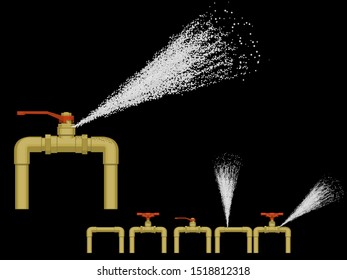 Set of fluid is leaking from the pipe on transparent  background
