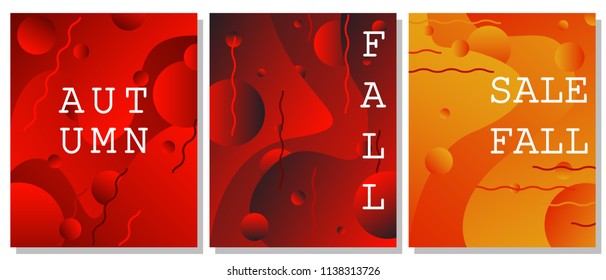 The set of fluid modern backgrounds with lines and gradients. The abstract background is suitable for typographic products, web-design, and decoration of objects. Autumn colors.