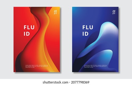 Juego de póster de fluido con colores brillantes. Vector Eps 10.