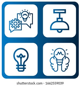 Set of fluorescent icons. Such as Lightbulb, Lamp, Light bulb , fluorescent icons