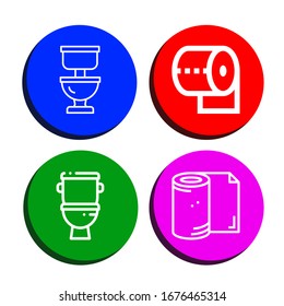 Set of flush icons. Such as Toilet, Toilet paper , flush icons