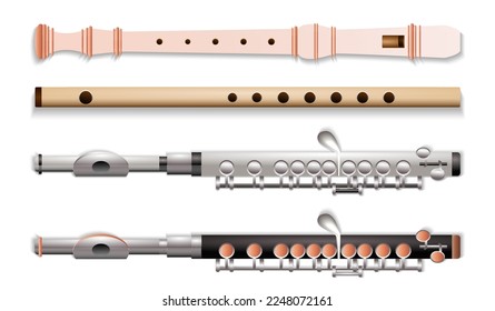 set flute musical instrument in 

different color.