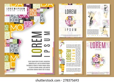 set of flyer, brochure  cover design templates. beauty and fashion modern backgrounds. mobile technologies, applications and online services infographic concept.