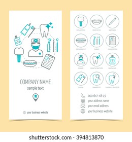 Set of flyer, brochure for dental clinic. Dental care. Set of promotional products. Flat design. Vector illustration