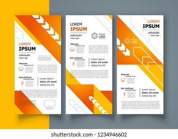 Set Flyer brochure design template triangles and arrows theme cover yellow color