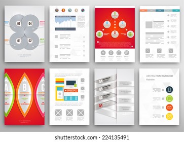 Set of Flyer, Brochure Design Templates. Geometric Triangular Abstract Modern Backgrounds. Mobile Technologies, Applications and Online Services Infographic Concept. 