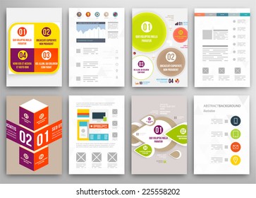 Set of Flyer, Brochure Design Templates. Geometric Triangular Abstract Modern Backgrounds. Mobile Technologies, Applications and Online Services Infographic Concept.