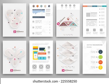 Set of Flyer, Brochure Design Templates. Geometric Triangular Abstract Modern Backgrounds. Mobile Technologies, Applications and Online Services Infographic Concept.