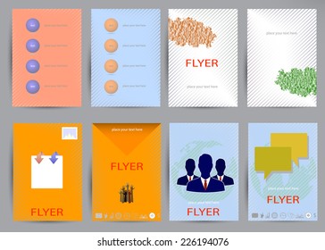 Set of Flyer, Brochure Design Templates. Geometric Triangular Abstract Modern Backgrounds.