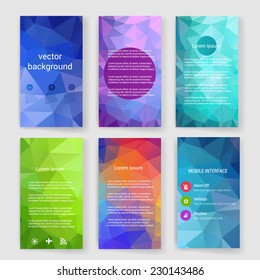 Set of Flyer, Brochure Design Templates. Geometric Triangular Abstract Modern Backgrounds. Mobile Technologies, Applications and Infographic Concept. 
