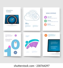 Set of Flyer, Brochure Design Templates. Mobile Technologies, Applications and Infographic Concept. 