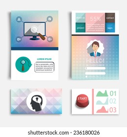 Set of flyer, brochure design templates. Web elements for website, mobile applications and infographics