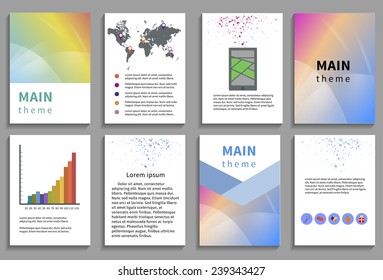 Set of Flyer, Brochure Design Templates.  Abstract Modern Backgrounds. Mobile Technologies, Applications and Online Services Infographic Concept.