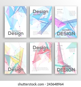 Set of Flyer, Brochure Design Templates. Geometric Triangular Abstract Modern Backgrounds. 