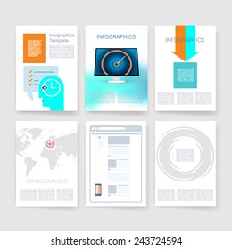 Set of Flyer, Brochure Design Templates. Mobile Technologies, Applications and Infographic Concept. Modern flat design icons for mobile or smartphone on a light background. 