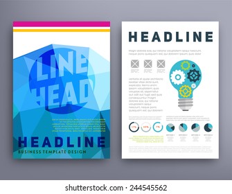 Set of Flyer, Brochure Design Templates. Geometric Triangular Abstract Modern Backgrounds. Mobile Technologies, Applications and Online Services Infographic Concept. Typographic Emblems, Logo, Banners