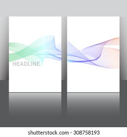 Set of Flyer, Brochure Design Templates. Smoke waves in various colors. Abstract Modern Backgrounds. Mobile Technologies, Applications and Online Services. Mock up.