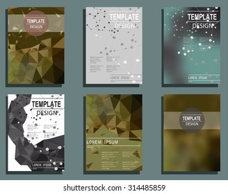 Set of Flyer, Brochure Design Templates. Geometric Triangular Abstract Modern Backgrounds. Typographic Emblems, Logo, Banners