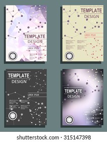 Set of Flyer, Brochure Design Templates. Geometric Triangular Abstract Modern Backgrounds. Typographic Emblems, Logo, Banners