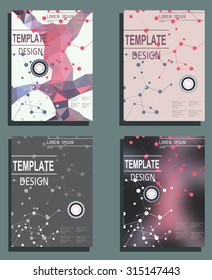 Set of Flyer, Brochure Design Templates. Geometric Triangular Abstract Modern Backgrounds. Typographic Emblems, Logo, Banners