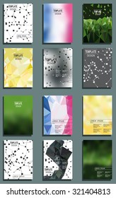 Set of Flyer, Brochure Design Templates. Geometric Triangular Abstract Modern Backgrounds. Typographic Emblems, Logo, Banners