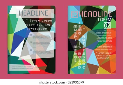 Set of Flyer, Brochure Design Templates. Geometric Triangular Web sites, page, leaflet, with colorful geometric triangular backgrounds,