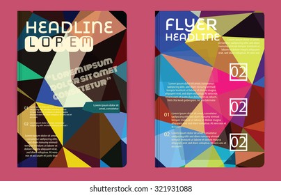 Set of Flyer, Brochure Design Templates. Geometric Triangular Web sites, page, leaflet, with colorful geometric triangular backgrounds,