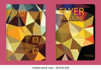 Set of Flyer, Brochure Design Templates. Geometric Triangular Web sites, page, leaflet, with colorful geometric triangular backgrounds,