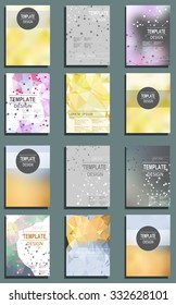 Set of Flyer, Brochure Design Templates. Geometric Triangular Abstract Modern Backgrounds. Typographic Emblems, Logo, Banners