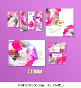 Set of Flyer, Brochure Design Templates. Geometric Triangular Abstract Modern Backgrounds.