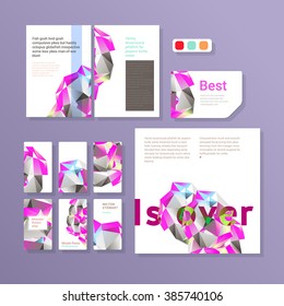 Set of Flyer, Brochure Design Templates. Geometric Triangular Abstract Modern Backgrounds.