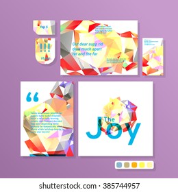Set of Flyer, Brochure Design Templates. Geometric Triangular Abstract Modern Backgrounds.