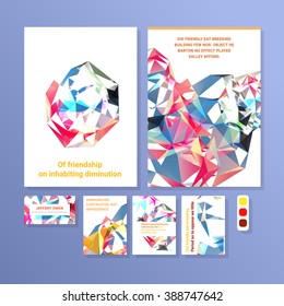 Set of Flyer, Brochure Design Templates. Geometric Triangular Abstract Modern Backgrounds.