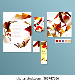 Set of Flyer, Brochure Design Templates. Geometric Triangular Abstract Modern Backgrounds.